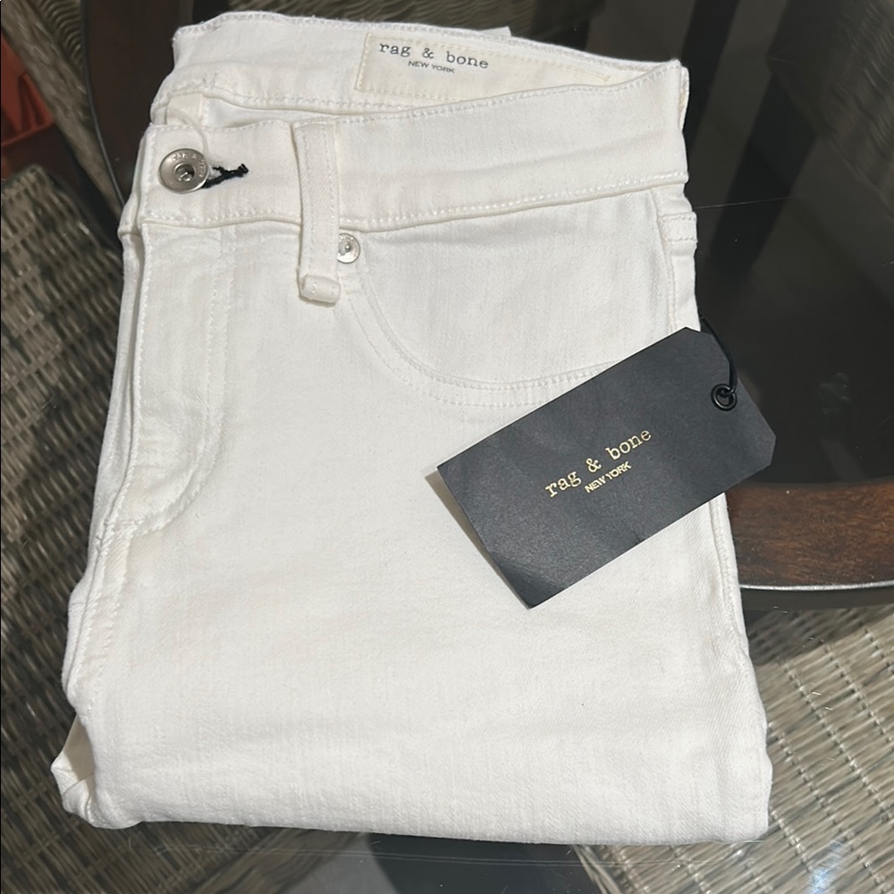 rag & bone White Straight Leg Skinny Jeans - Picture 7 of 14